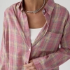 Жіноча сорочка в клітинку з кишенею LX-10732114 Жіноча сорочка в клітинку з кишенею LX-10732114