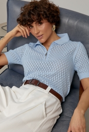 В'язане ажурне поло в ромби В'язане ажурне поло в ромби