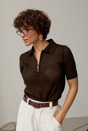 В'язане ажурне поло в ромби В'язане ажурне поло в ромби