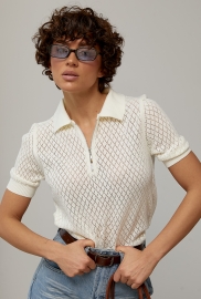 В'язане ажурне поло в ромби В'язане ажурне поло в ромби