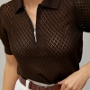 В'язане ажурне поло в ромби  LX-10732651