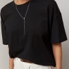 Однотонна трикотажна вільна футболка LX-10733609 Однотонна трикотажна вільна футболка LX-10733609
