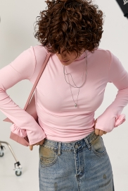 Однотонний лонг з трояндами на рукавах