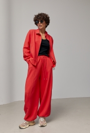 Однотонний спортивний костюм з кофтою на блискавці та штанами багі