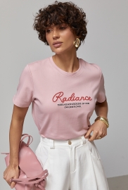 Жіноча трикотажна футболка з вишитими написами