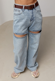 Широкі жіночі джинси з розрізами