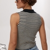 Смугаста в'язана майка-поло із блискавкою на горловині  LX-10740609