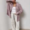 Оверсайз сорочка в клітинку з накладними кишенями  LX-10741007