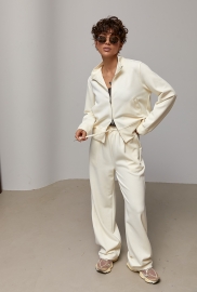 Однотонний спортивний костюм із прямими штанами та кофтою на блискавці