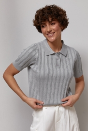 В'язане поло оверсайз із ґудзиками на горловині