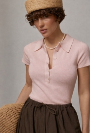 Однотонна в'язана футболка-поло Однотонна в'язана футболка-поло