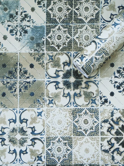 Самоклеюча плівка 0,45х10м х 0,07мм Оливковий орнамент