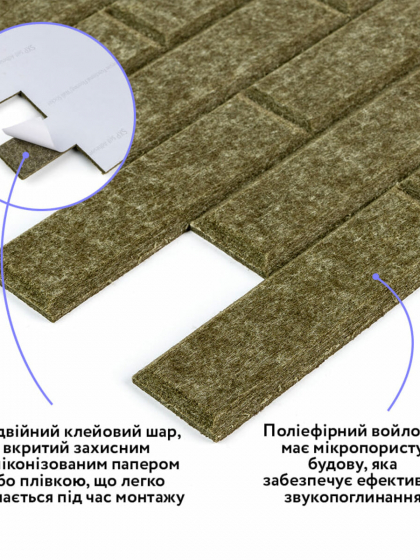 Звукоізоляційна панель 600х600х9мм Хакі