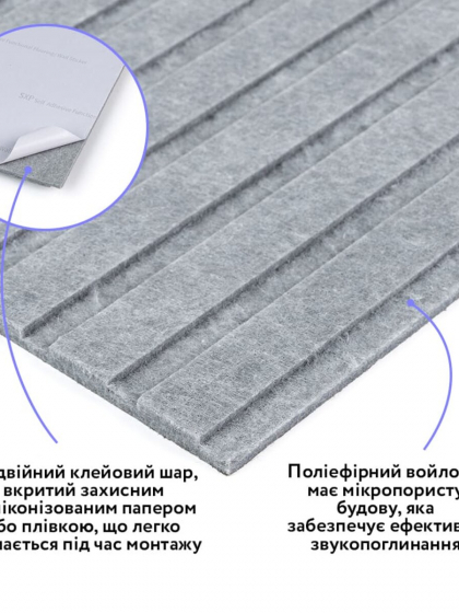 Звукоізоляційна панель 600х600х9мм Сірий граніт