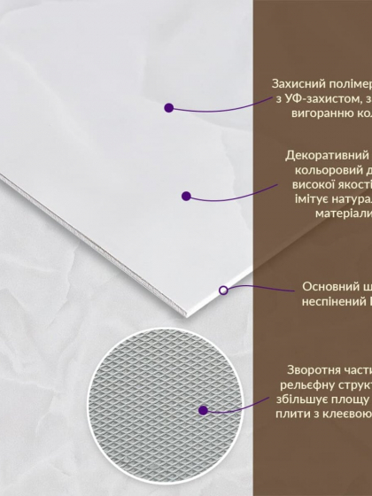 Декоративна ПВХ плита 600х600х3мм
