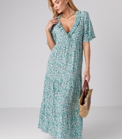 Довга сукня з оборкою та квітковим принтом