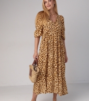 Літня сукня міді з леопардовим принтом
