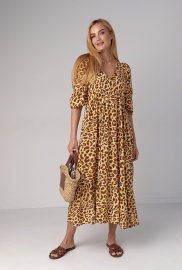 Літня сукня міді з леопардовим принтом