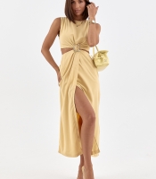 Сукня міді з вирізами на талії