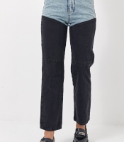 Укорочені двоколірні прямі джинси