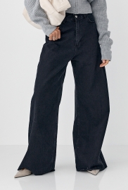 Чорні джинси Palazzo з необробленим низом