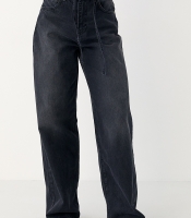 Однотонні чорні джинси  Palazzo із зав'язками на поясі