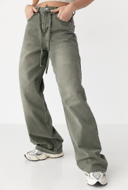 Оливкові джинси Palazzo на зав'язках