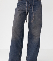 Жіночі джинси на зав'язках із потертостями