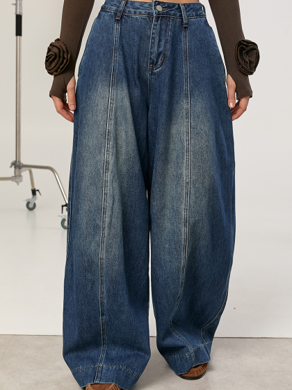 Широкі джинси Baggy з декоративними швами спереду