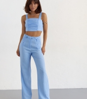 Жіночий бавовняний костюм із брюками та топом