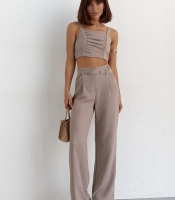 Жіночий бавовняний костюм із брюками та топом