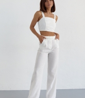 Жіночий бавовняний костюм із брюками та топом