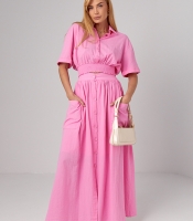 Літній спідничний костюм на гудзиках