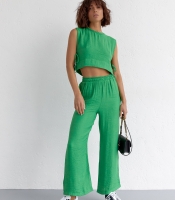 Літній жіночий костюм із брюками та топом із зав'язками