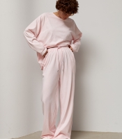 Трикотажний однотонний костюм із лонгом та штанами палаццо