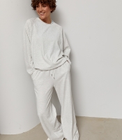 Трикотажний однотонний костюм із лонгом та штанами палаццо