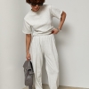 Трикотажний костюм із футболки та штанів з декоративними швами  Ls-1372