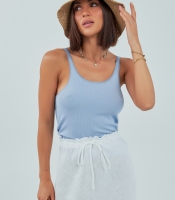 Майка в рубчик із сіточкою на бретелях