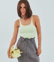 Майка в рубчик із сіточкою на бретелях