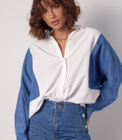 Жіноча комбінована сорочка в стилі оверсайз