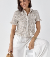 Смугаста блуза з ефектом жатки