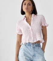 Смугаста блуза з ефектом жатки