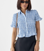 Смугаста блуза з ефектом жатки