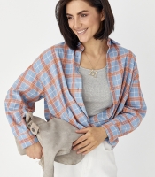 Жіноча сорочка в клітинку з кишенею