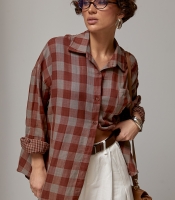 Картата сорочка оверсайз на ґудзиках