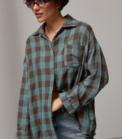 Картата сорочка оверсайз на ґудзиках