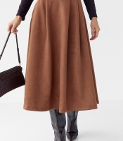 Замшева пишна спідниця довжини міді