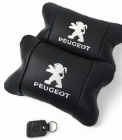 Набір подушок Peugeot із шкіри + брелок у подарунок, Автоподушки з вишивкою