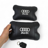 Набір автодушки 2шт на підголовник Audi / Ауді з натуральної шкіри чорна / Підголовник в машину  W-WS13553
