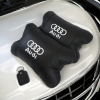 Набір автодушки 2шт на підголовник Audi / Ауді з натуральної шкіри чорна / Підголовник в машину  W-WS13553